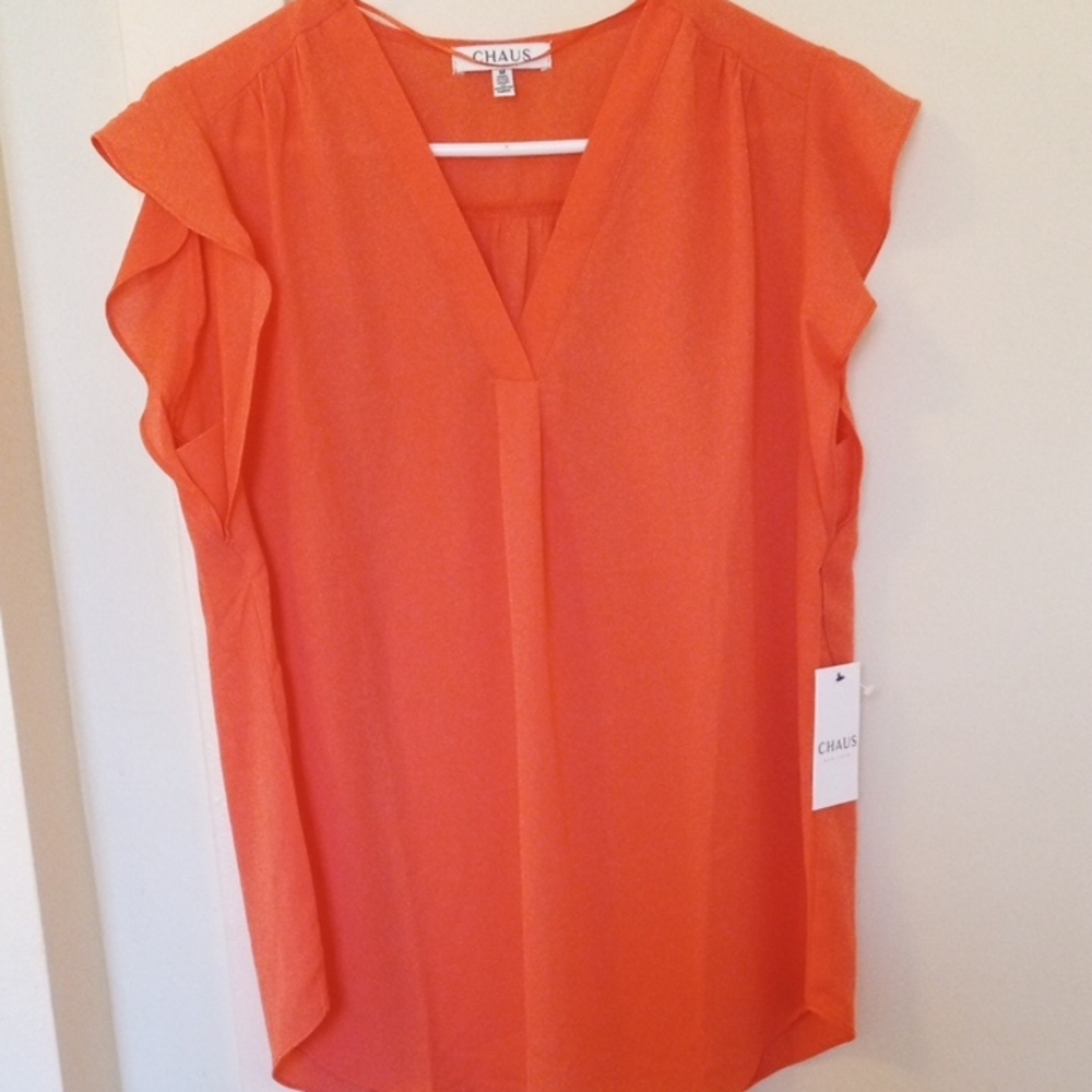 Brand New CHAUS Flutter Sleeve Blouse